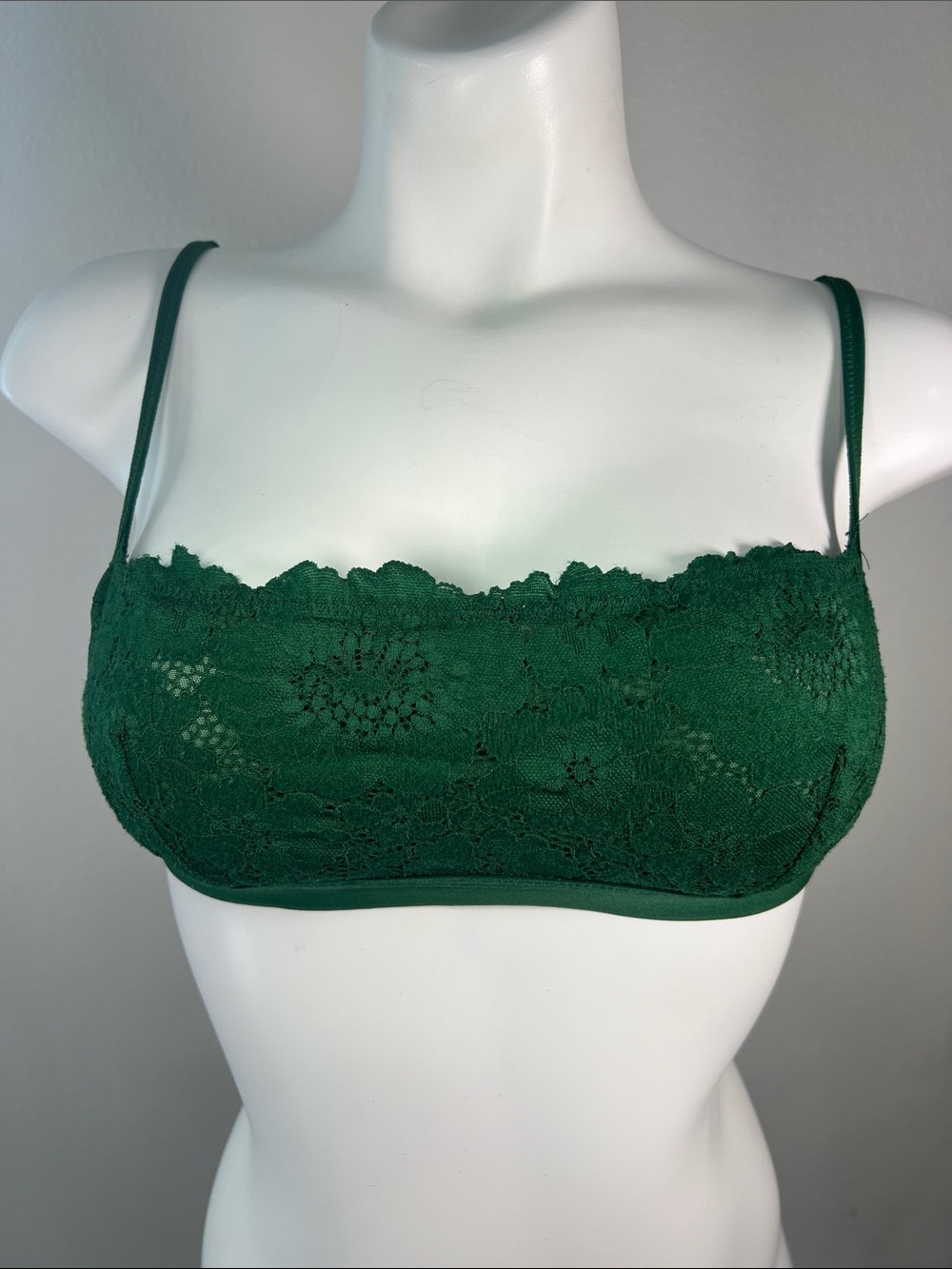 aerie Green Lace Bandeau Bralette with Adjustable Straps LARGE